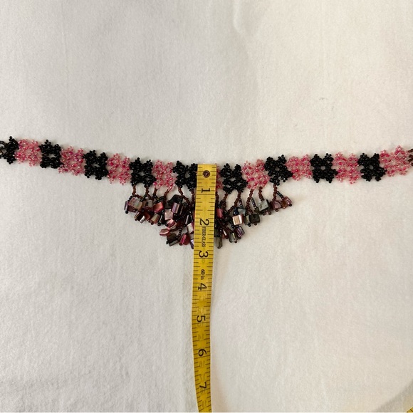 Vintage Necklace Purple Black Multicolor Shell Bali Beaded Choker Handmade Boho - Picture 7 of 8